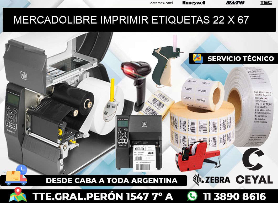 MERCADOLIBRE IMPRIMIR ETIQUETAS 22 x 67