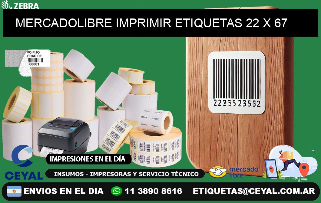 MERCADOLIBRE IMPRIMIR ETIQUETAS 22 x 67