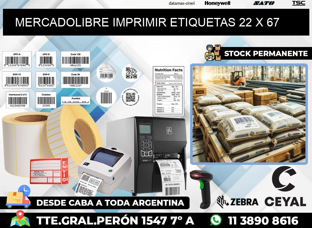 MERCADOLIBRE IMPRIMIR ETIQUETAS 22 x 67