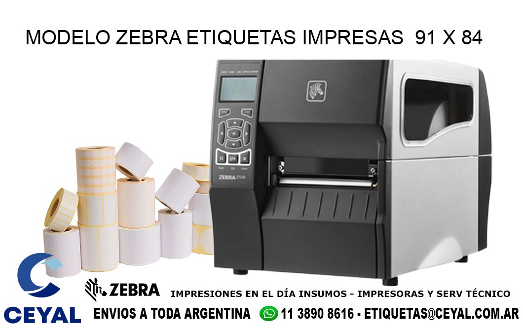 MODELO ZEBRA ETIQUETAS IMPRESAS  91 x 84