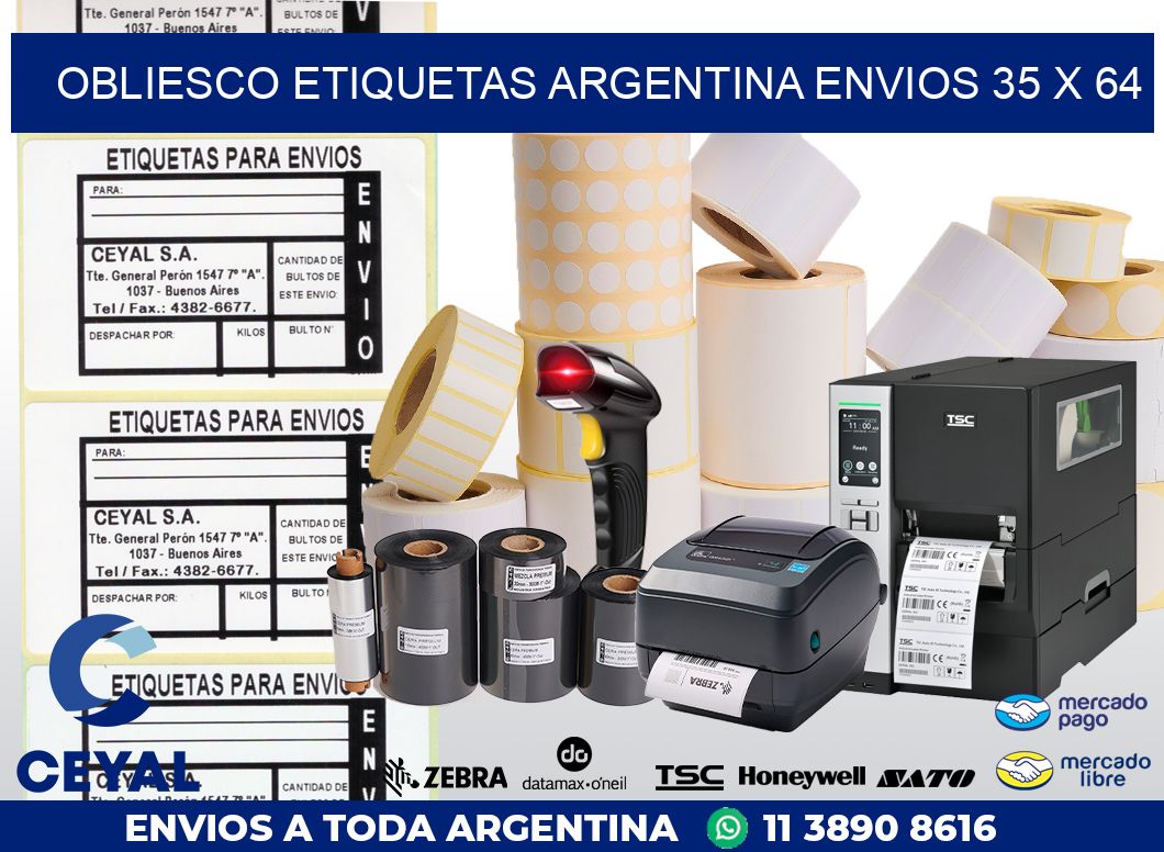 OBLIESCO ETIQUETAS ARGENTINA ENVIOS 35 x 64