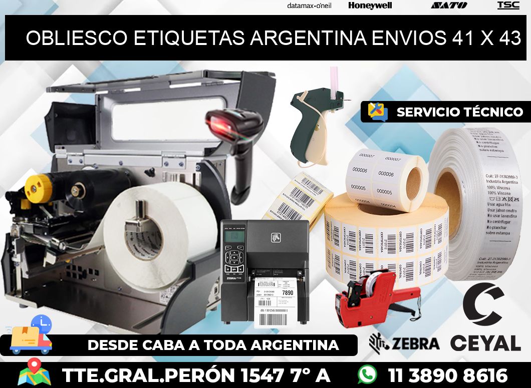 OBLIESCO ETIQUETAS ARGENTINA ENVIOS 41 x 43