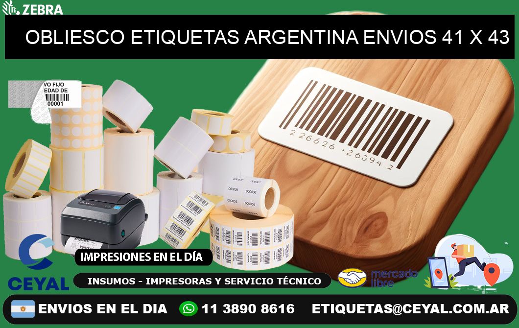 OBLIESCO ETIQUETAS ARGENTINA ENVIOS 41 x 43