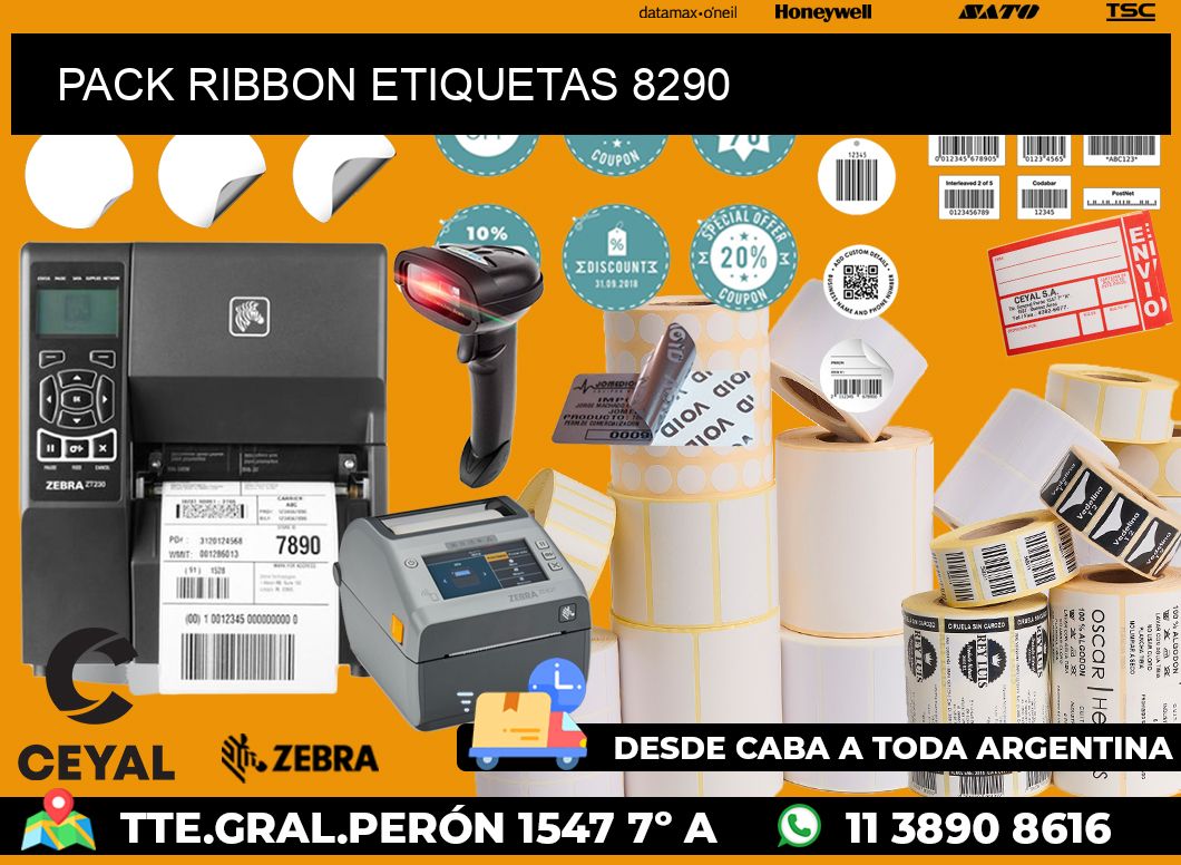 PACK RIBBON ETIQUETAS 8290