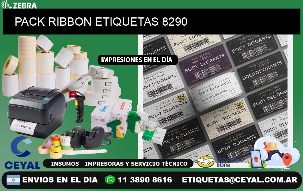 PACK RIBBON ETIQUETAS 8290