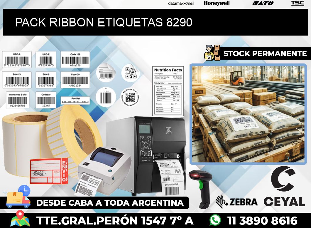 PACK RIBBON ETIQUETAS 8290