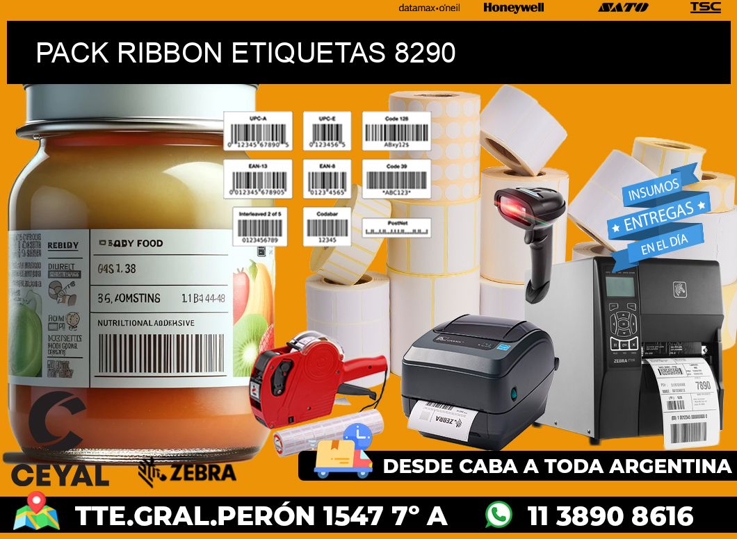 PACK RIBBON ETIQUETAS 8290