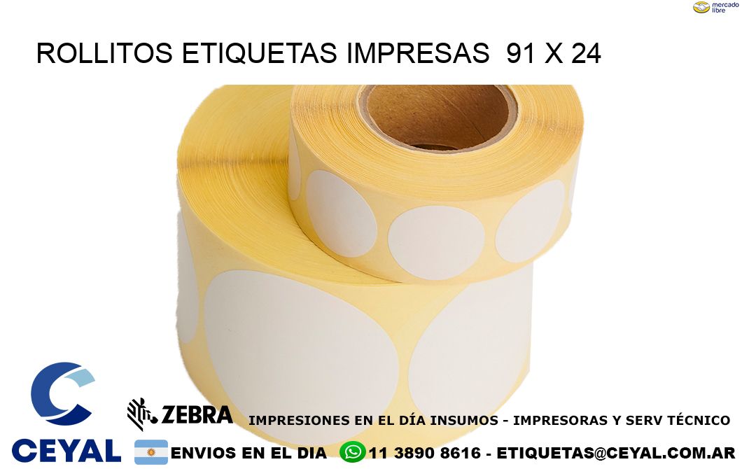 ROLLITOS ETIQUETAS IMPRESAS  91 x 24