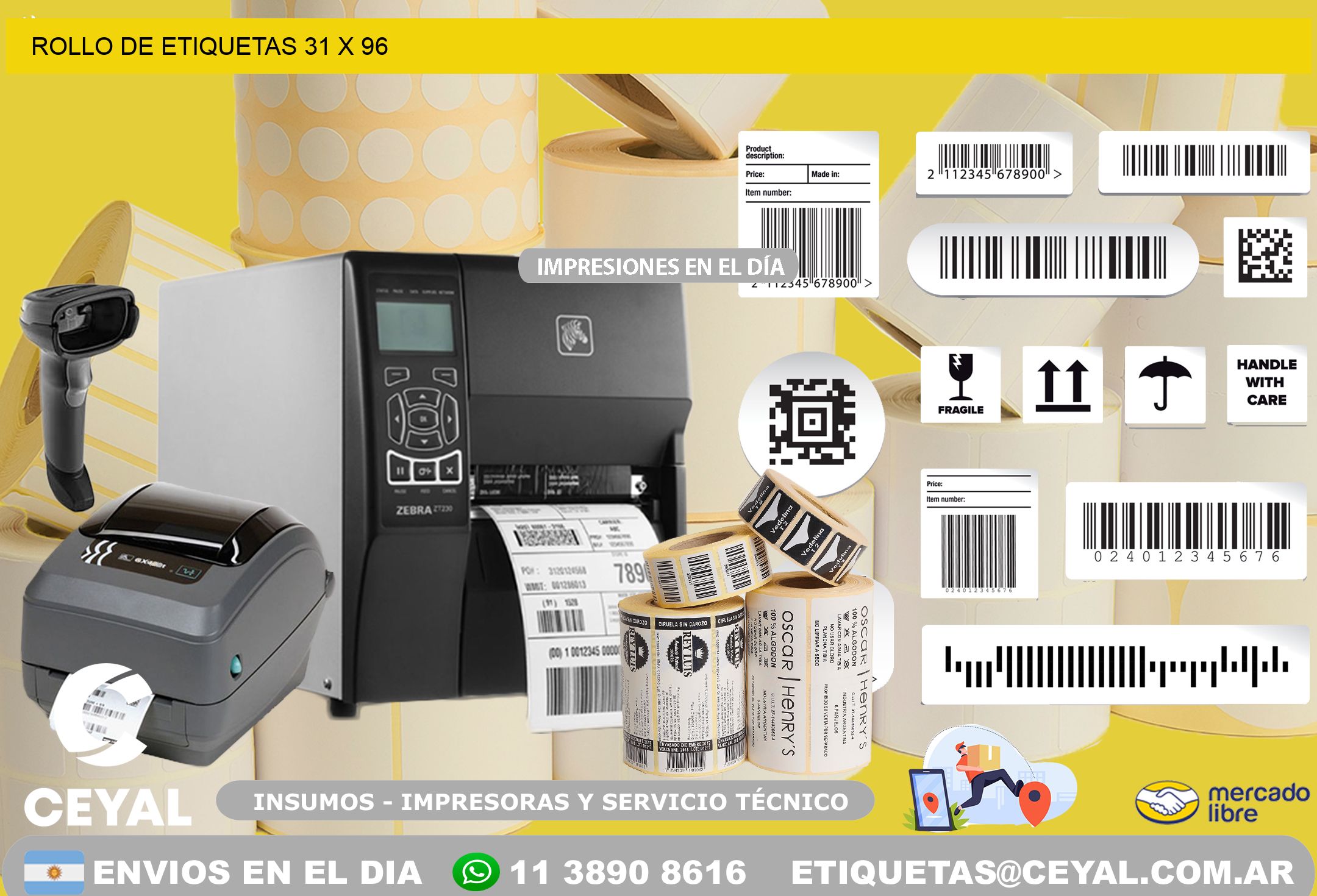 ROLLO DE ETIQUETAS 31 x 96