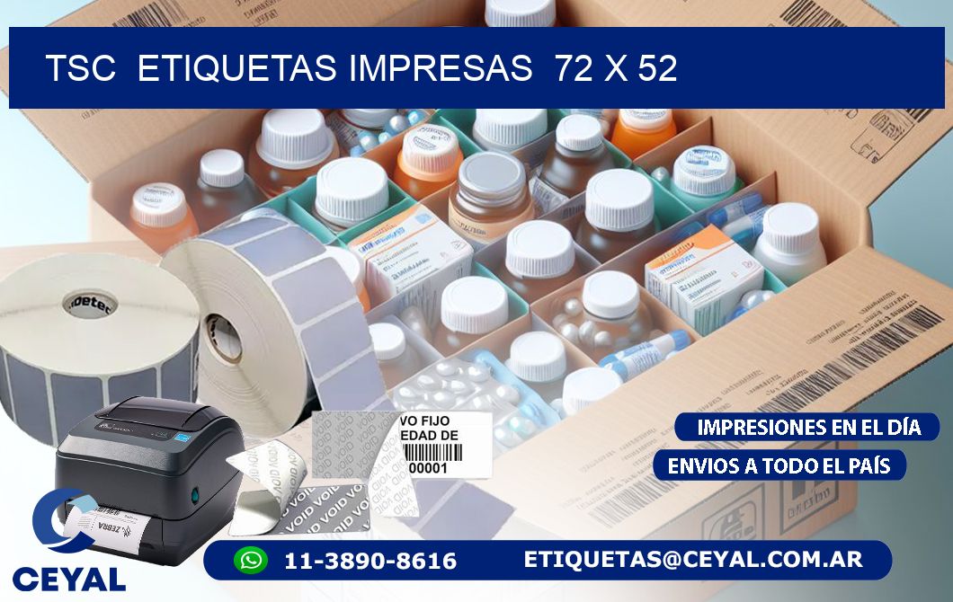 TSC  ETIQUETAS IMPRESAS  72 x 52