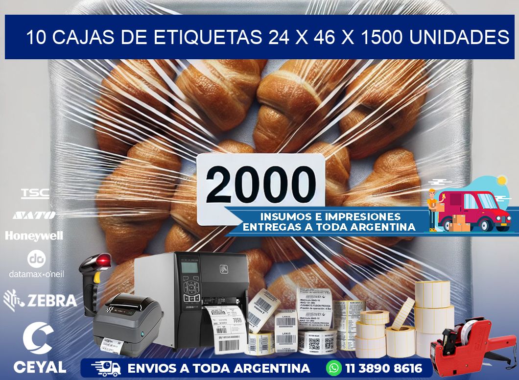 10 CAJAS DE ETIQUETAS 24 x 46 X 1500 UNIDADES