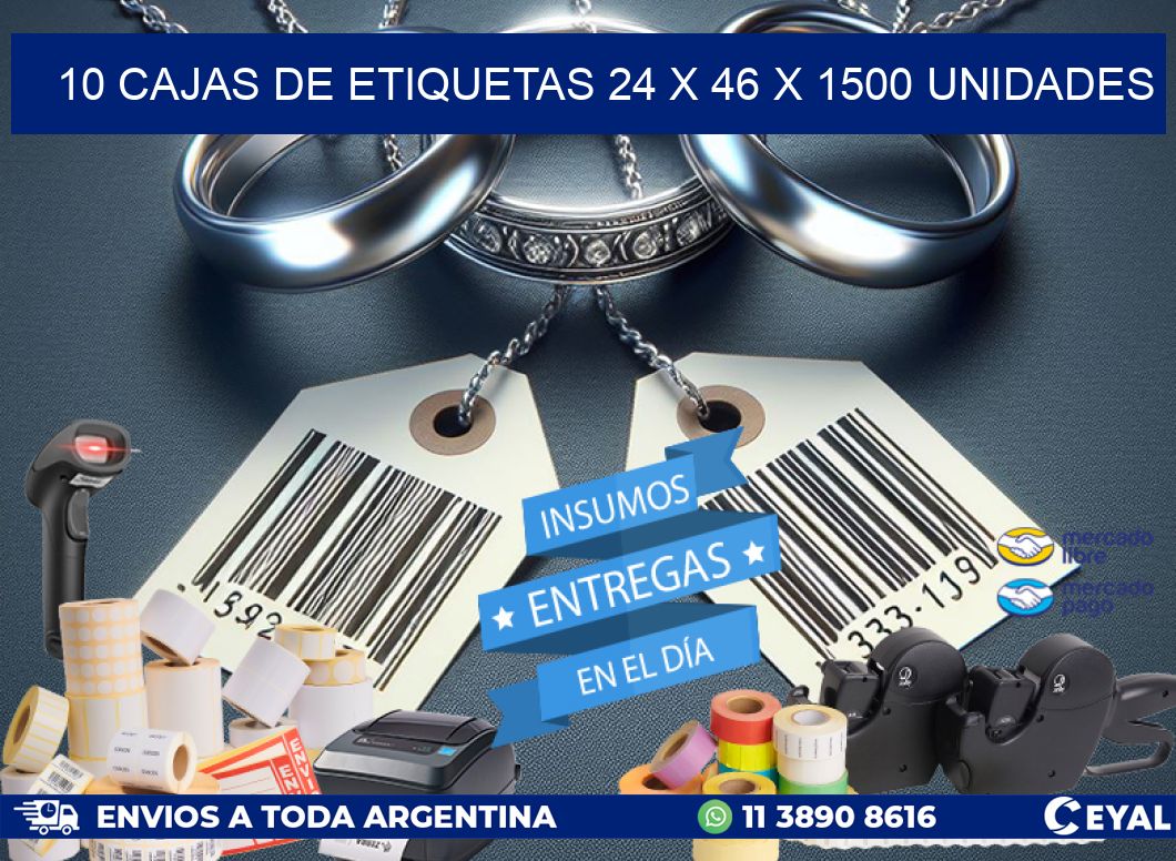 10 CAJAS DE ETIQUETAS 24 x 46 X 1500 UNIDADES