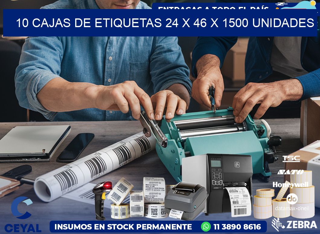 10 CAJAS DE ETIQUETAS 24 x 46 X 1500 UNIDADES