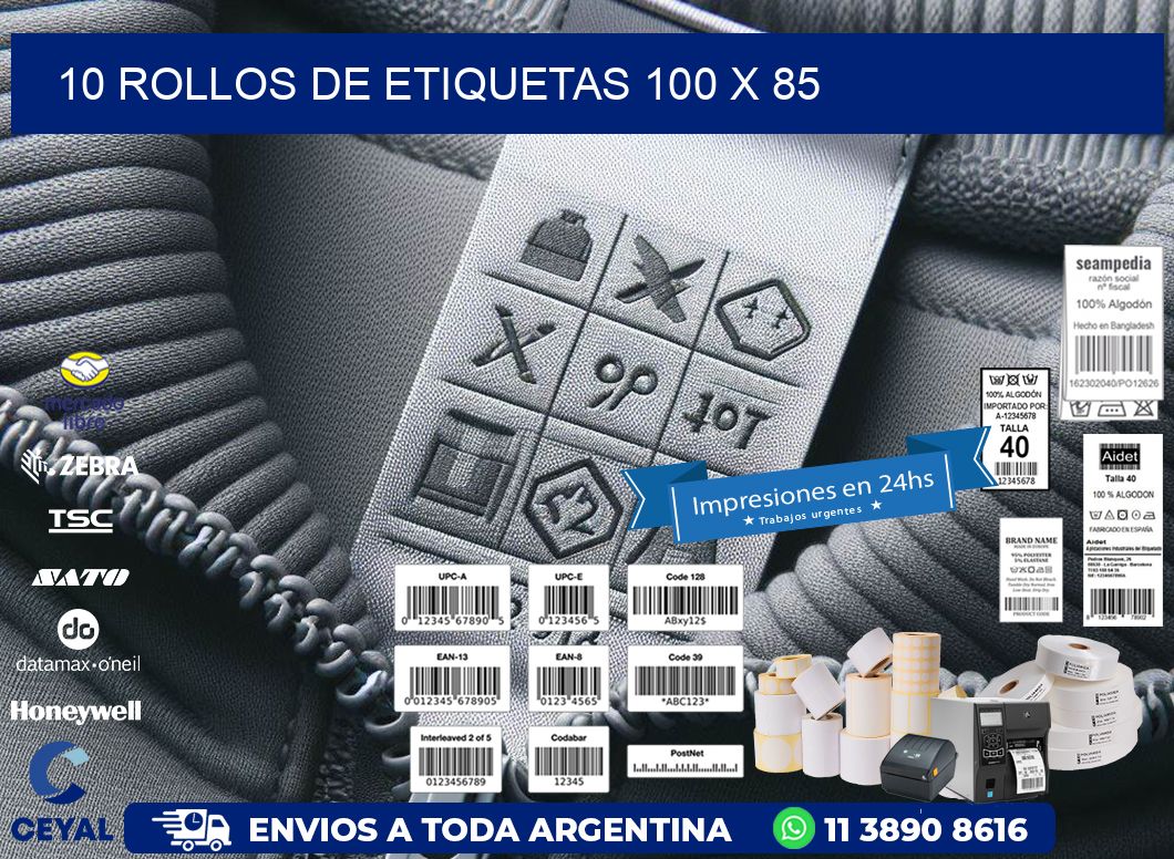10 ROLLOS DE ETIQUETAS 100 x 85