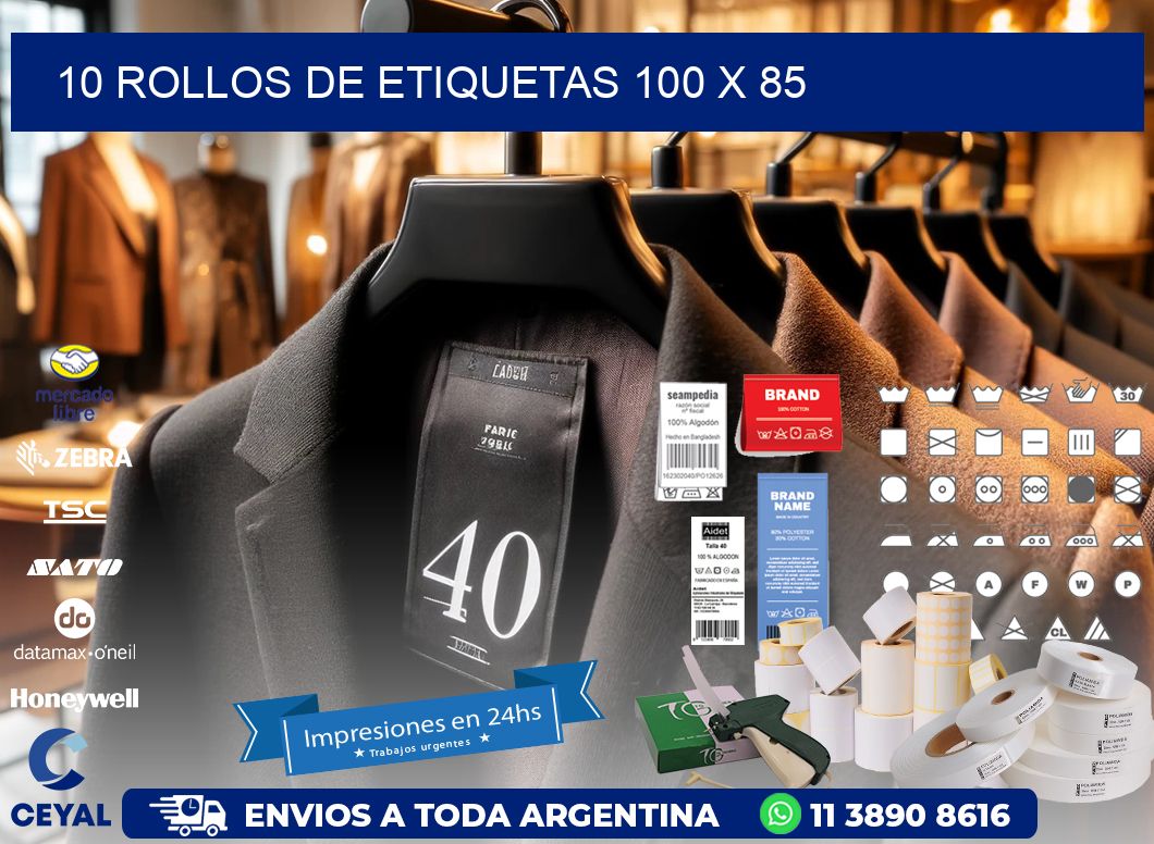 10 ROLLOS DE ETIQUETAS 100 x 85