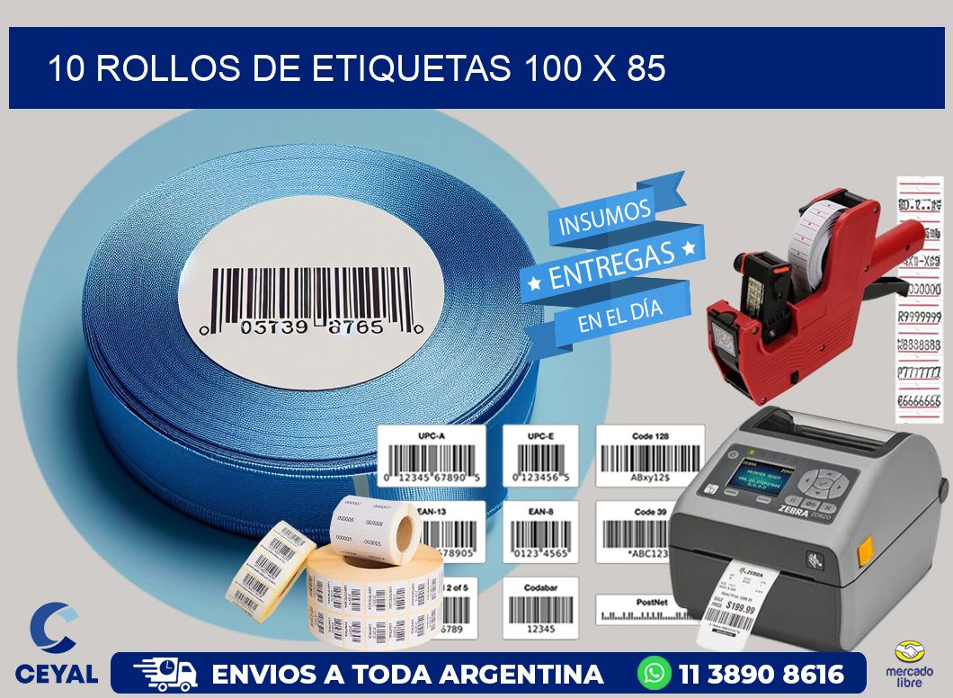 10 ROLLOS DE ETIQUETAS 100 x 85