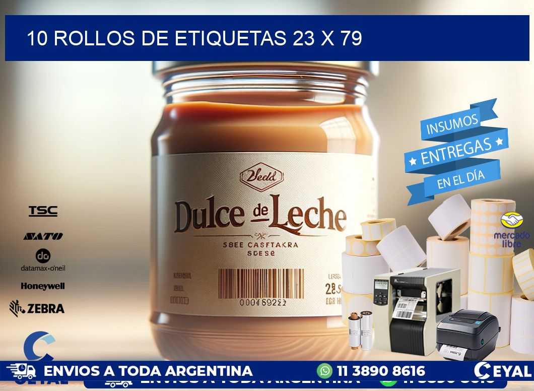 10 ROLLOS DE ETIQUETAS 23 x 79