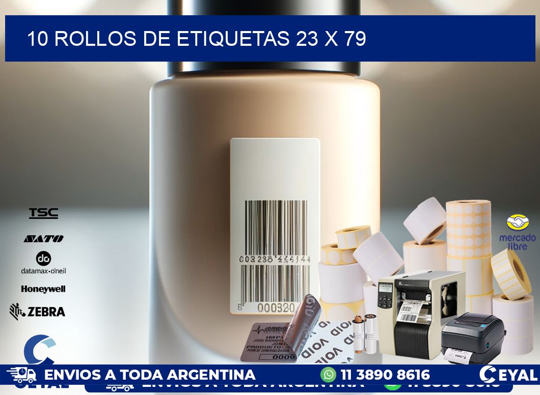 10 ROLLOS DE ETIQUETAS 23 x 79