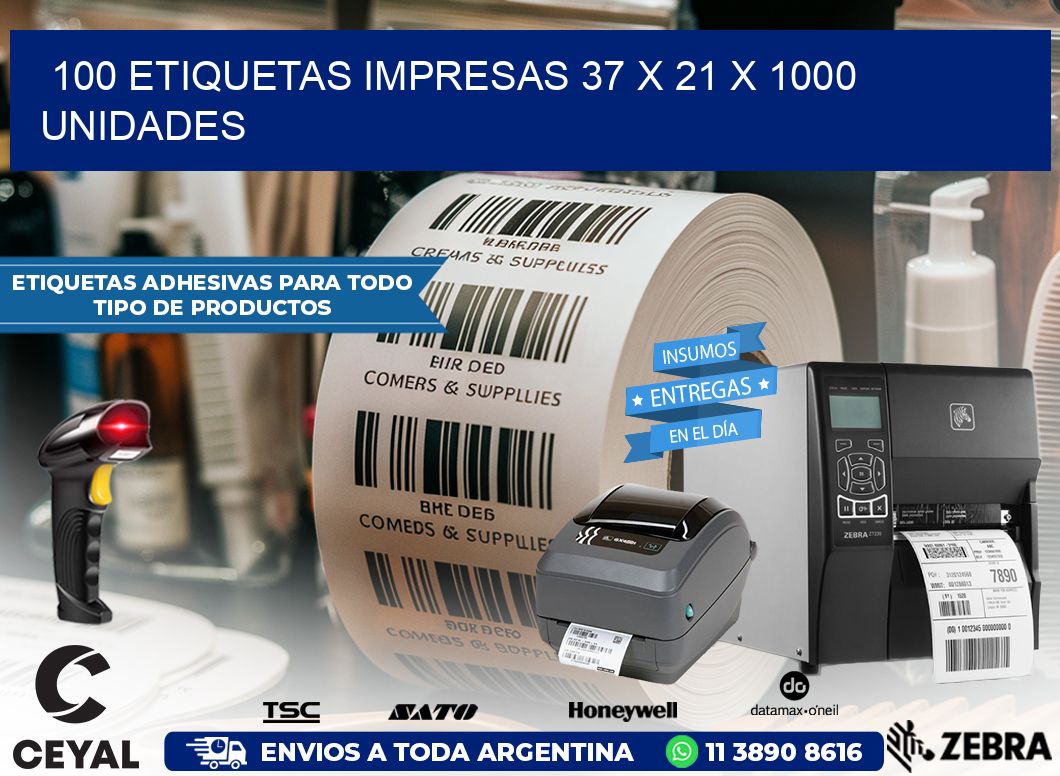 100 ETIQUETAS IMPRESAS 37 x 21 X 1000 UNIDADES