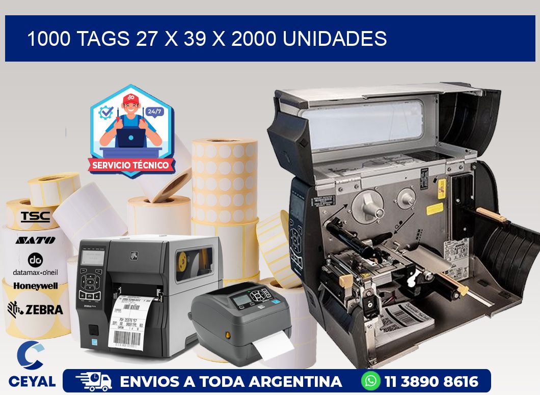 1000 TAGS 27 x 39 X 2000 UNIDADES