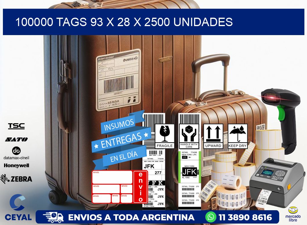 100000 TAGS 93 x 28 X 2500 UNIDADES