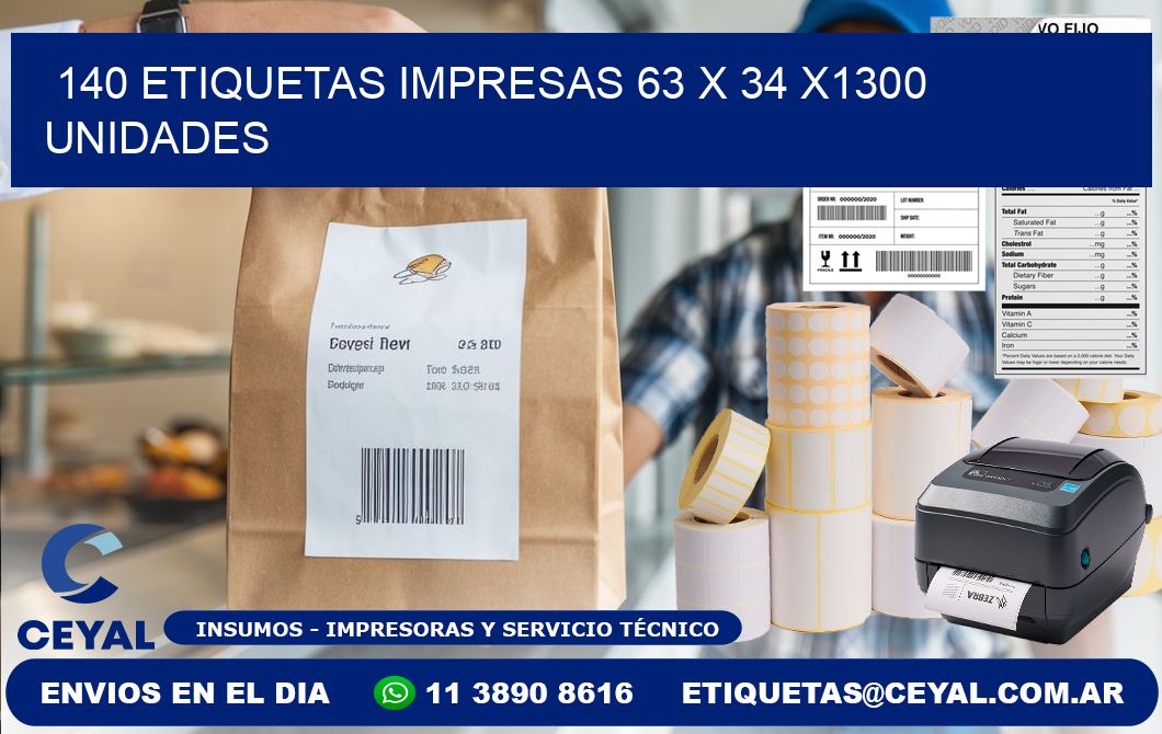 140 ETIQUETAS IMPRESAS 63 x 34 X1300 UNIDADES