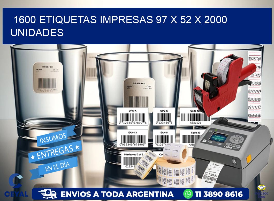 1600 ETIQUETAS IMPRESAS 97 x 52 X 2000 UNIDADES