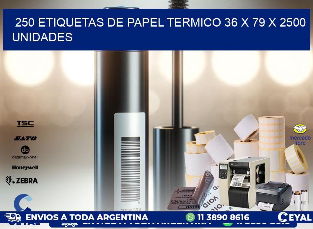 250 ETIQUETAS DE PAPEL TERMICO 36 x 79 X 2500 UNIDADES