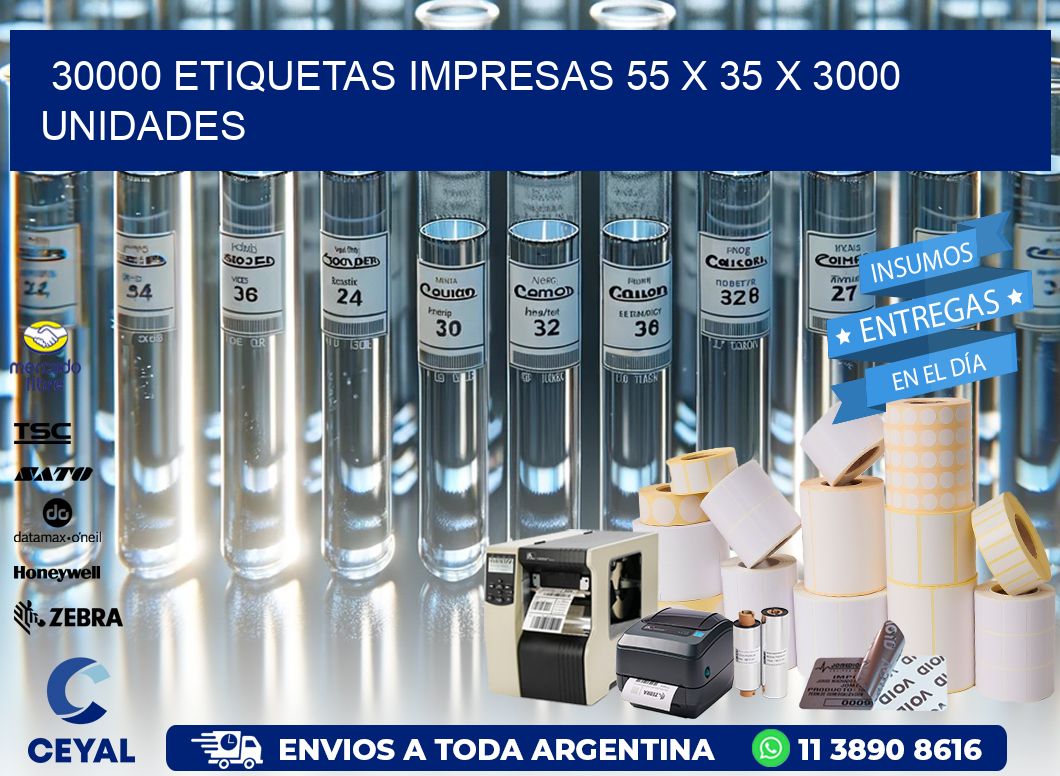 30000 ETIQUETAS IMPRESAS 55 x 35 X 3000 UNIDADES