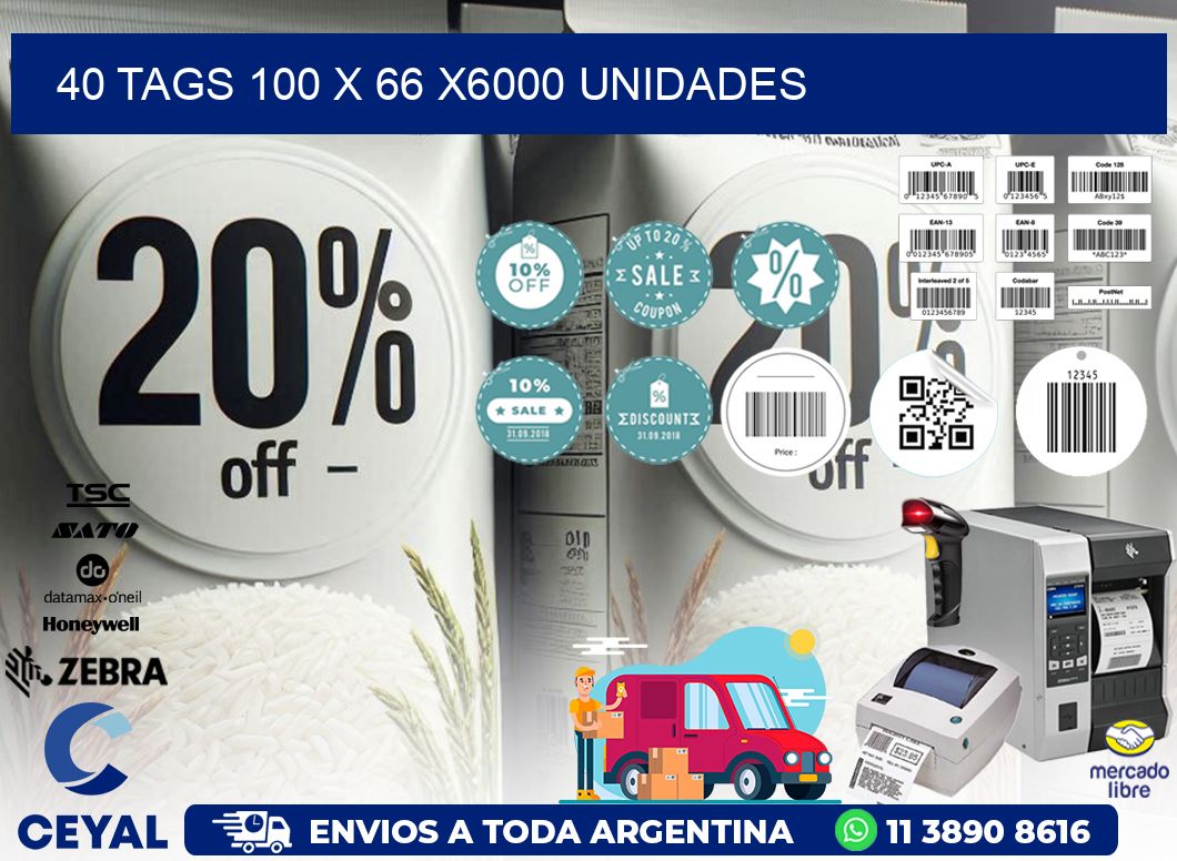 40 TAGS 100 x 66 X6000 UNIDADES