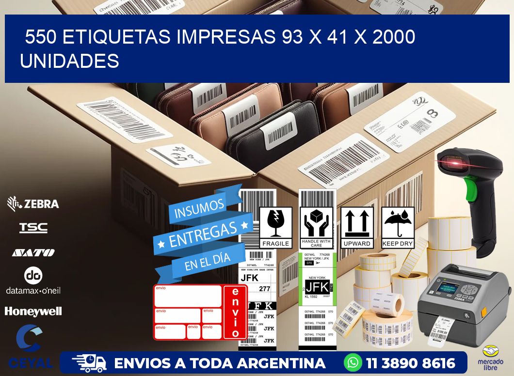 550 ETIQUETAS IMPRESAS 93 x 41 X 2000 UNIDADES