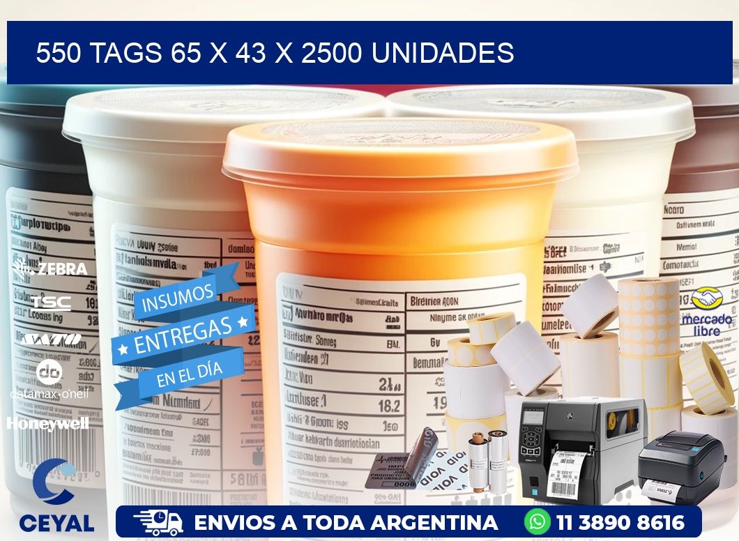 550 TAGS 65 x 43 X 2500 UNIDADES