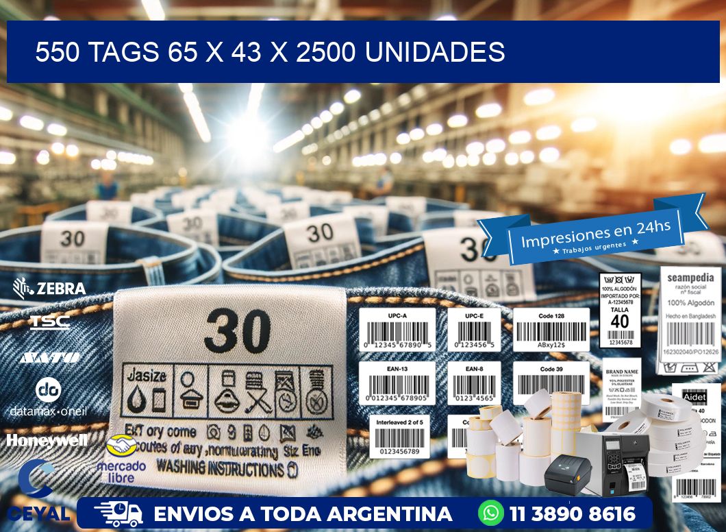 550 TAGS 65 x 43 X 2500 UNIDADES