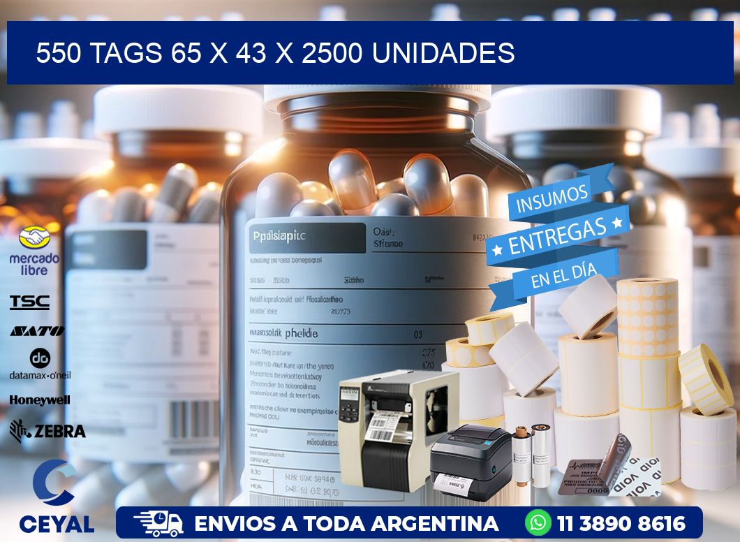 550 TAGS 65 x 43 X 2500 UNIDADES