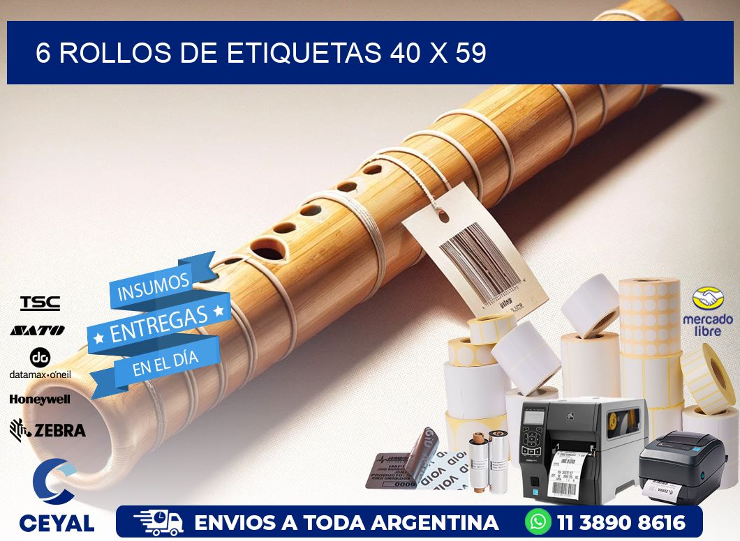 6 ROLLOS DE ETIQUETAS 40 x 59