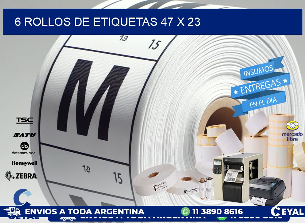 6 ROLLOS DE ETIQUETAS 47 x 23