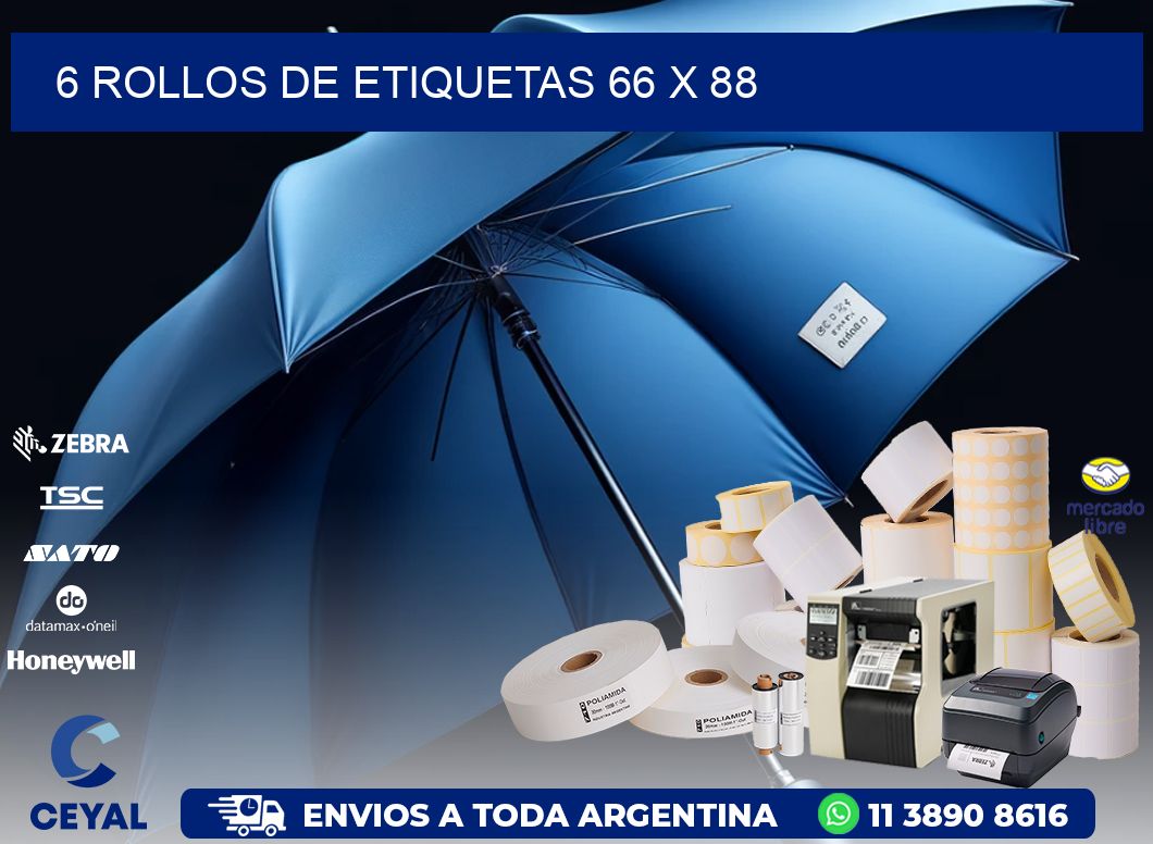 6 ROLLOS DE ETIQUETAS 66 x 88