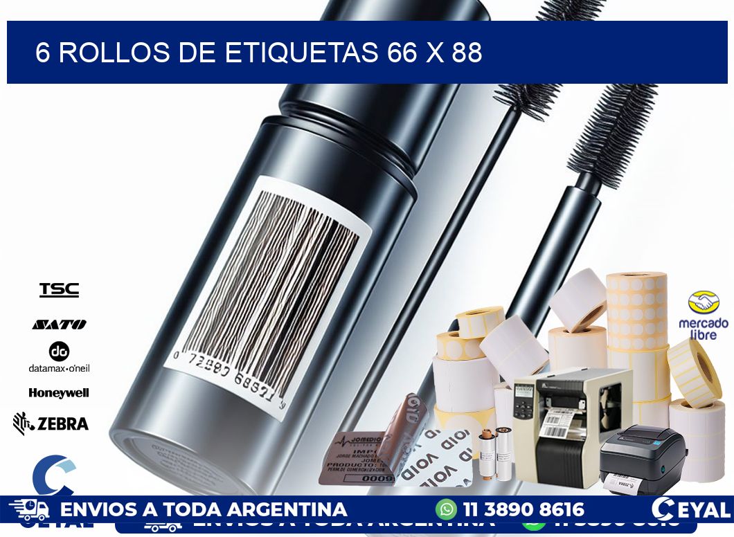 6 ROLLOS DE ETIQUETAS 66 x 88