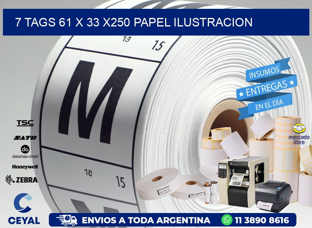 7 TAGS 61 x 33 X250 PAPEL ILUSTRACION