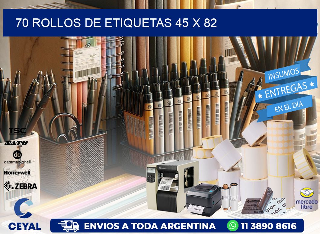 70 ROLLOS DE ETIQUETAS 45 x 82