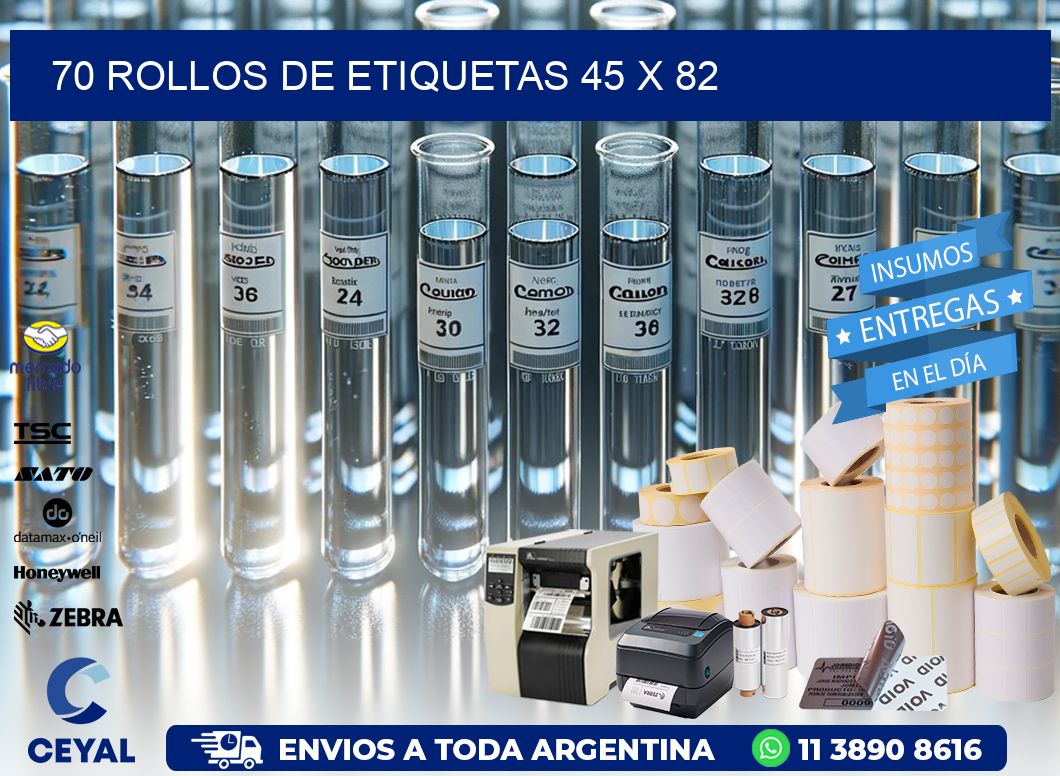 70 ROLLOS DE ETIQUETAS 45 x 82