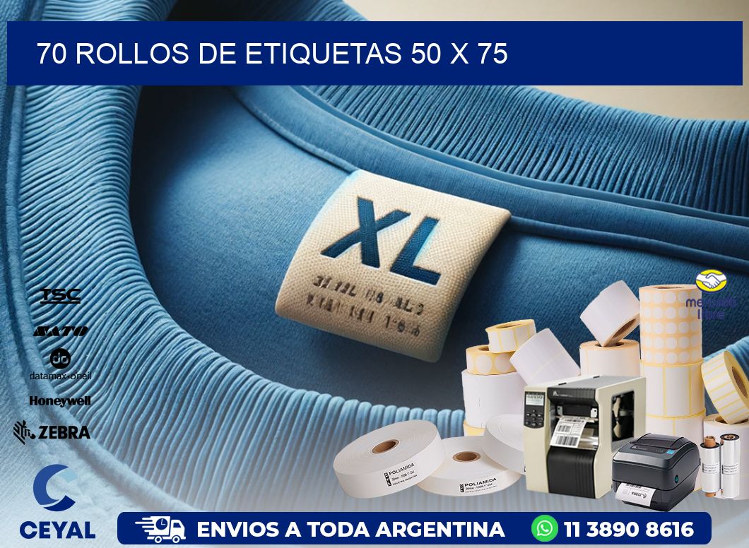 70 ROLLOS DE ETIQUETAS 50 x 75
