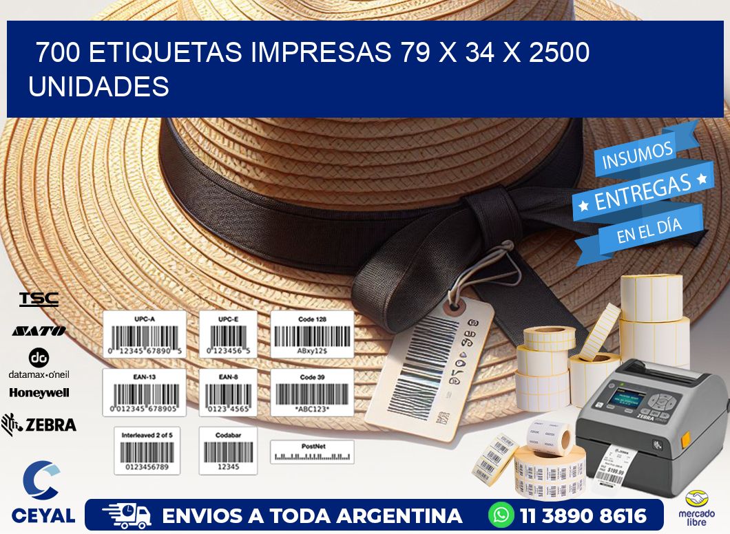 700 ETIQUETAS IMPRESAS 79 x 34 X 2500 UNIDADES