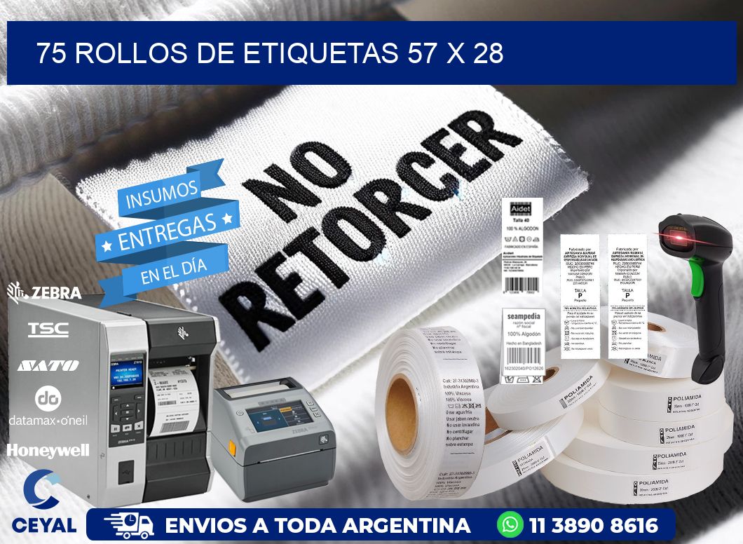 75 ROLLOS DE ETIQUETAS 57 x 28