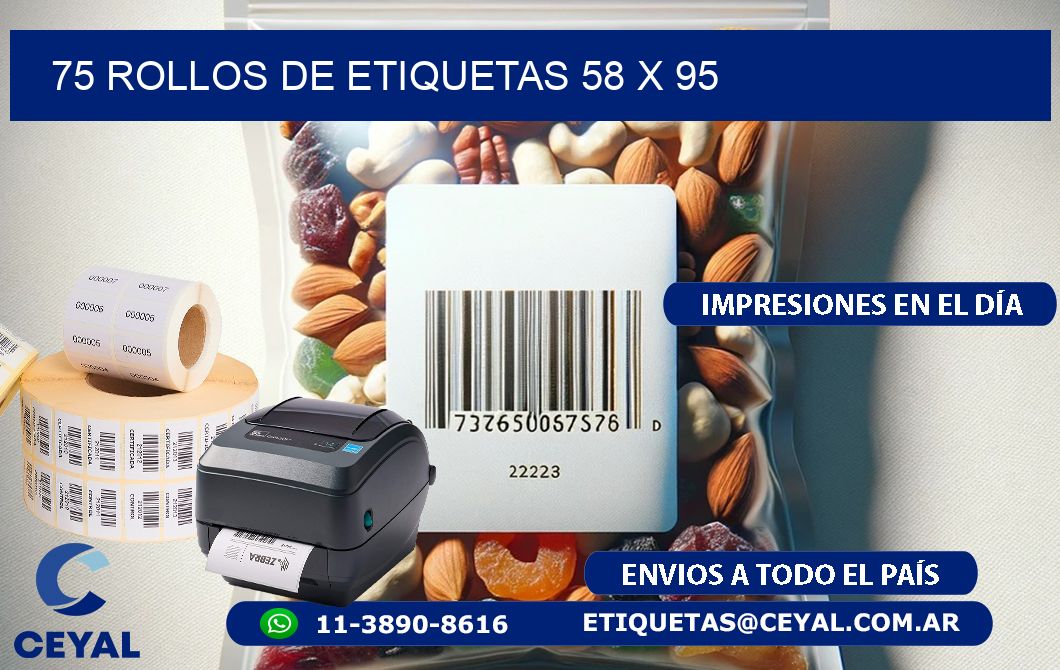 75 ROLLOS DE ETIQUETAS 58 x 95