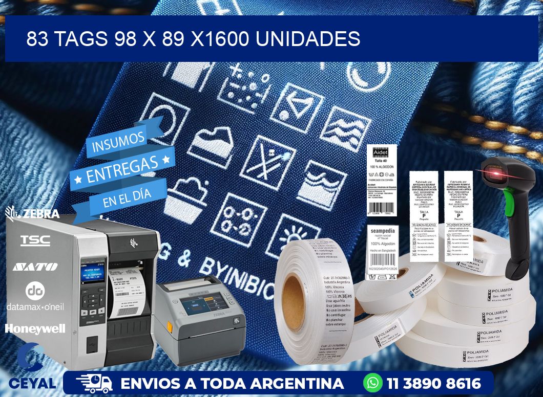 83 TAGS 98 x 89 X1600 UNIDADES