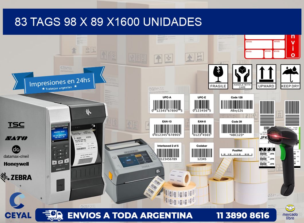 83 TAGS 98 x 89 X1600 UNIDADES