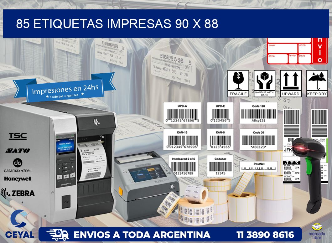 85 ETIQUETAS IMPRESAS 90 x 88