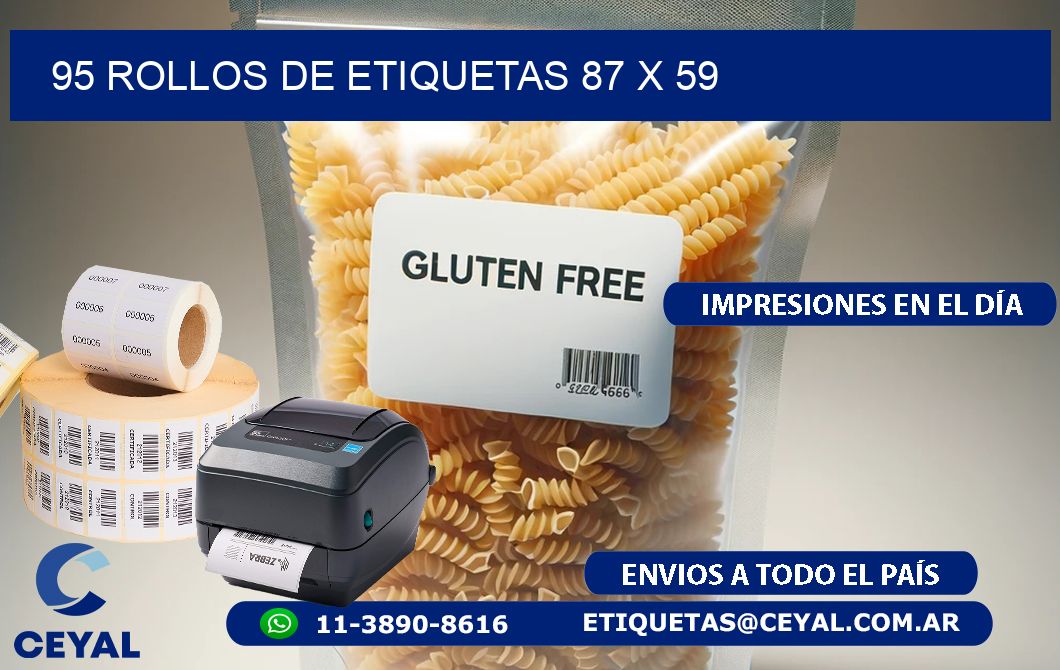 95 ROLLOS DE ETIQUETAS 87 x 59