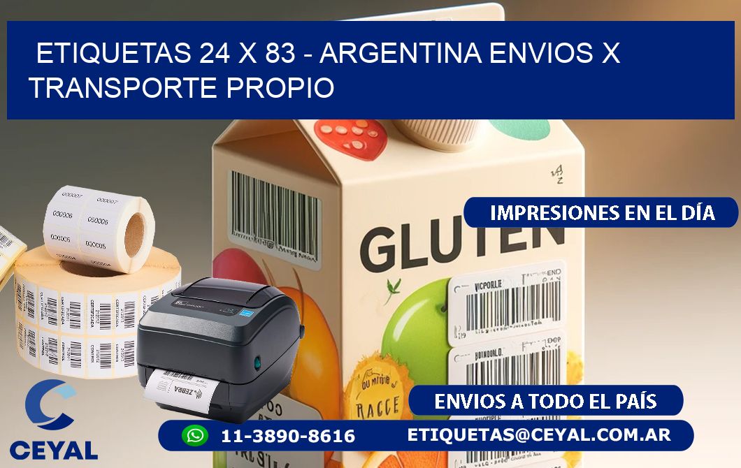 ETIQUETAS 24 x 83 - ARGENTINA ENVIOS X TRANSPORTE PROPIO